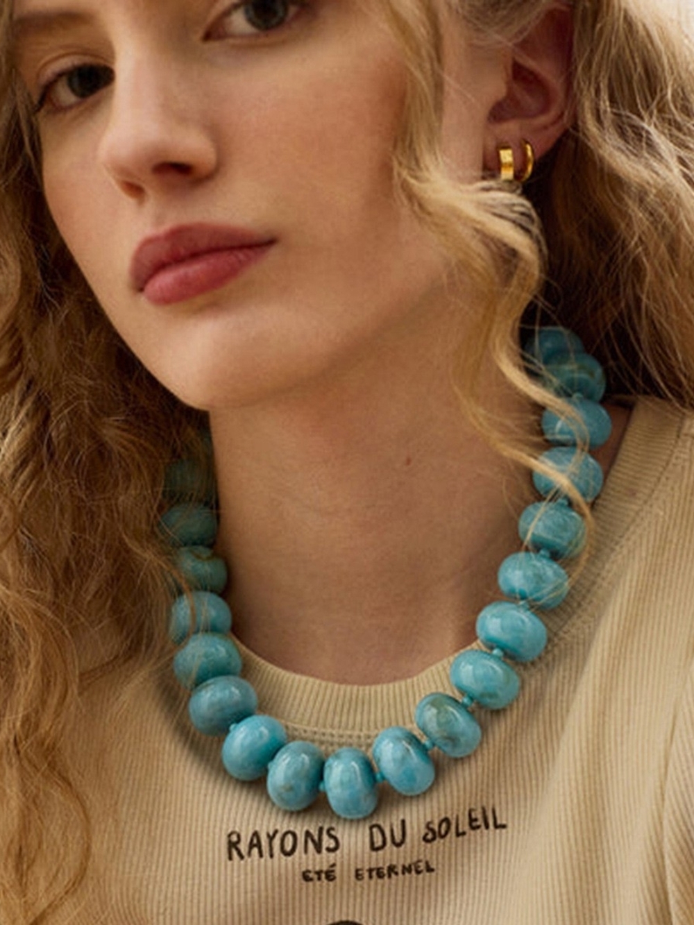New Sea Foam Green Bead Statement Necklace - Women Jewelry